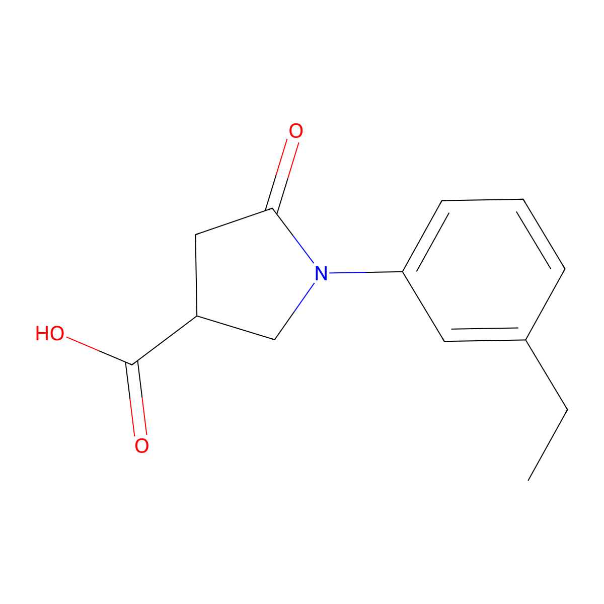 3-Pyrrolidinecarboxylic acid, 1-(3-ethylphenyl)-5-oxo- molecular structure, CAS 63674-69-1