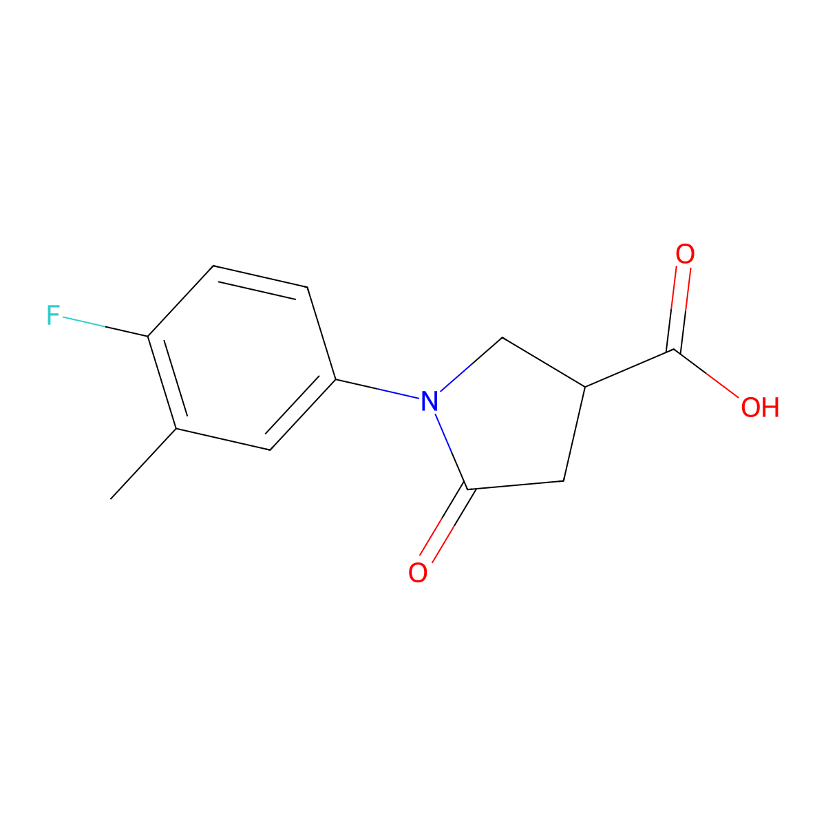 1-(4-Fluoro-3-methylphenyl)-5-oxopyrrolidine-3-carboxylic acid molecular structure, CAS 63675-02-5