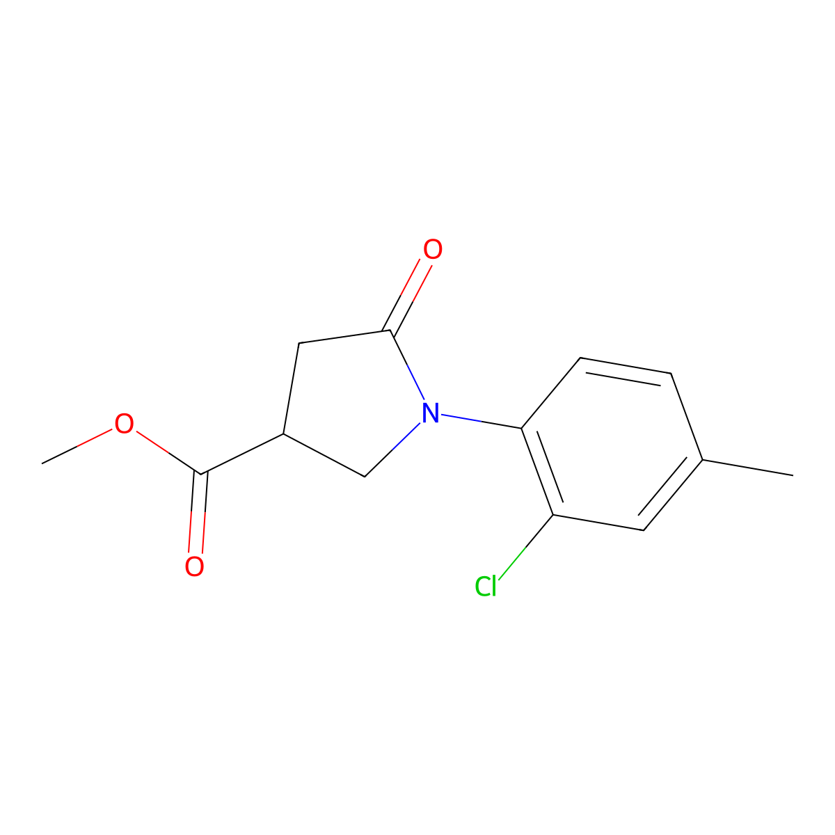 Methyl 1-(2-chloro-4-methylphenyl)-5-oxopyrrolidine-3-carboxylate molecular structure, CAS 63675-06-9