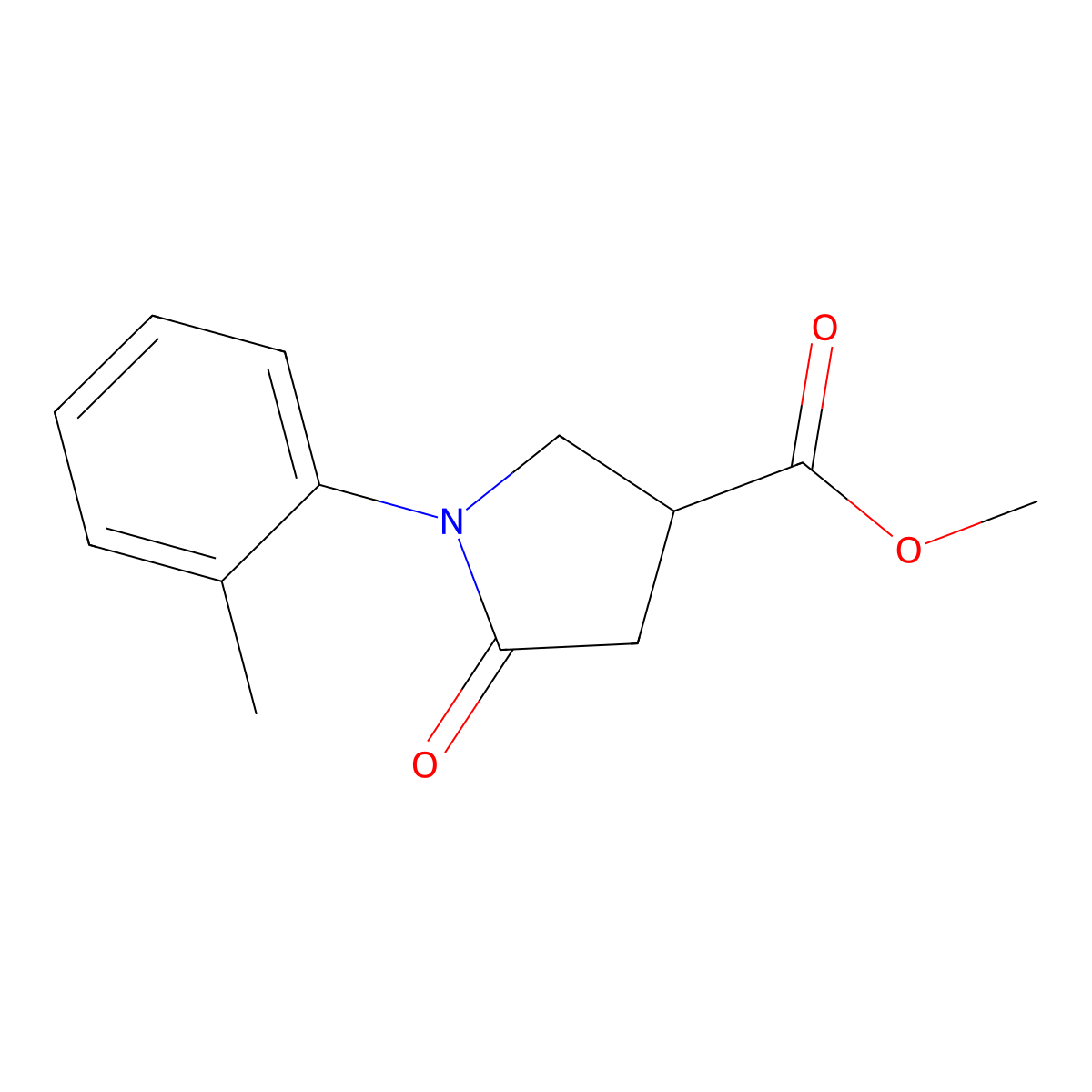 Methyl 1-(2-methylphenyl)-5-oxopyrrolidine-3-carboxylate molecular structure, CAS 63675-13-8