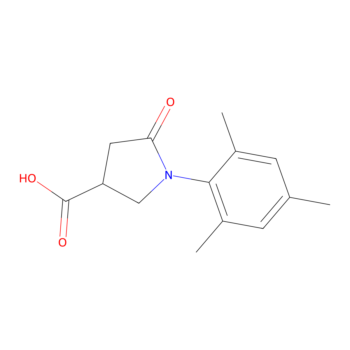 5-Oxo-1-(2,4,6-trimethylphenyl)pyrrolidine-3-carboxylic acid molecular structure, CAS 63675-25-2