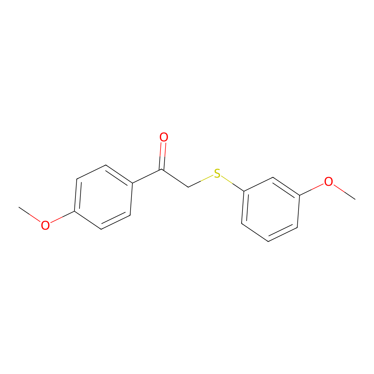 1-(4-Methoxyphenyl)-2-((3-methoxyphenyl)thio) ethanone molecular structure, CAS 63675-73-0