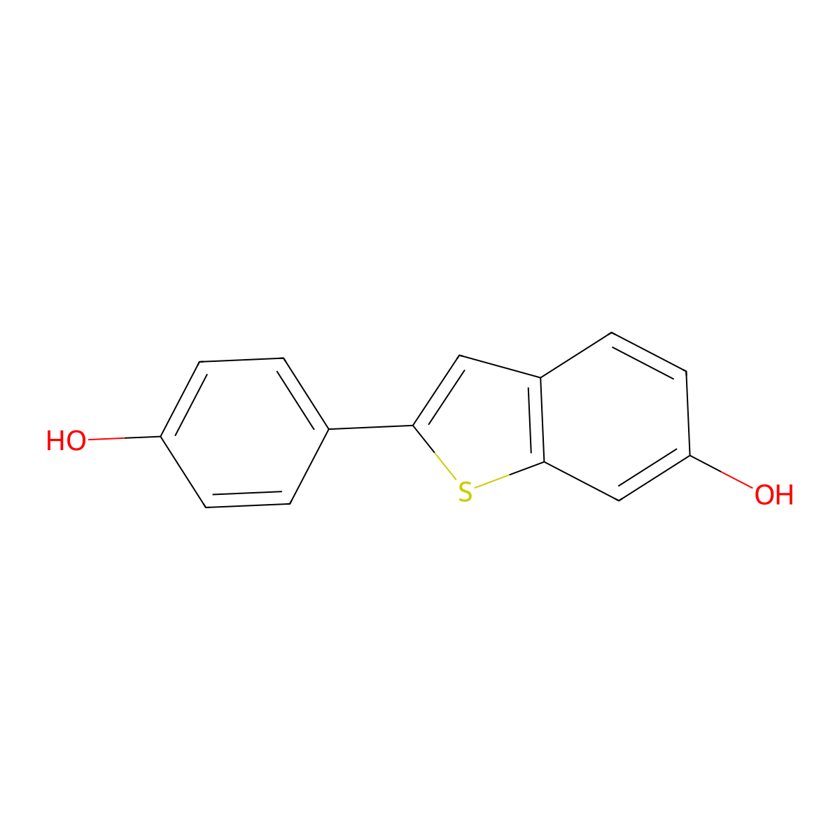 2-(4-Hydroxyphenyl)benzo(b)thiophen-6-ol molecular structure, CAS 63676-22-2