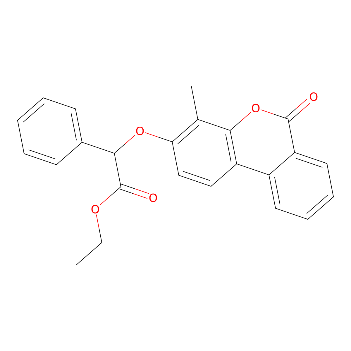 Ethyl ((4-methyl-6-oxo-6H-benzo(C)chromen-3-YL)oxy)(phenyl)acetate molecular structure, CAS 6368-92-9