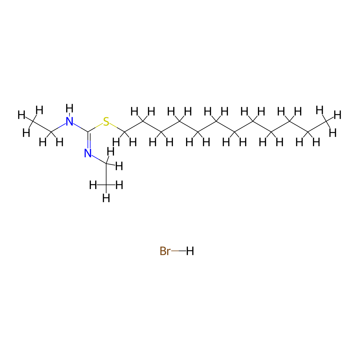 Dodecyl N,N'-diethylcarbamimidothioate--hydrogen bromide (1/1) molecular structure, CAS 63680-49-9