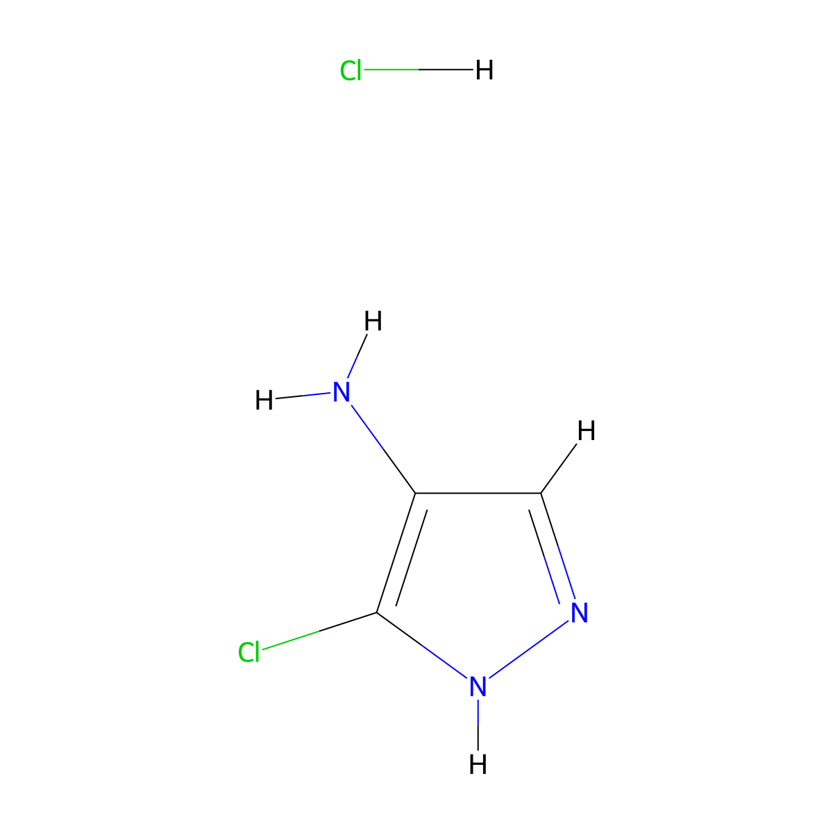 3-Chloro-1H-pyrazol-4-amine--hydrogen chloride (1/1) molecular structure, CAS 63680-90-0