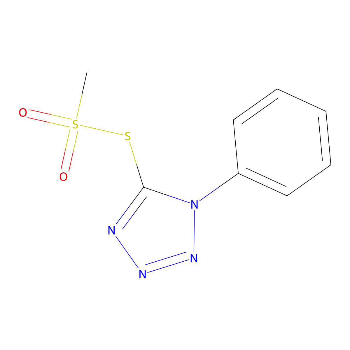 S-(1-phenyl-1H-tetrazol-5-yl) methanesulfonothioate molecular structure, CAS 63685-01-8