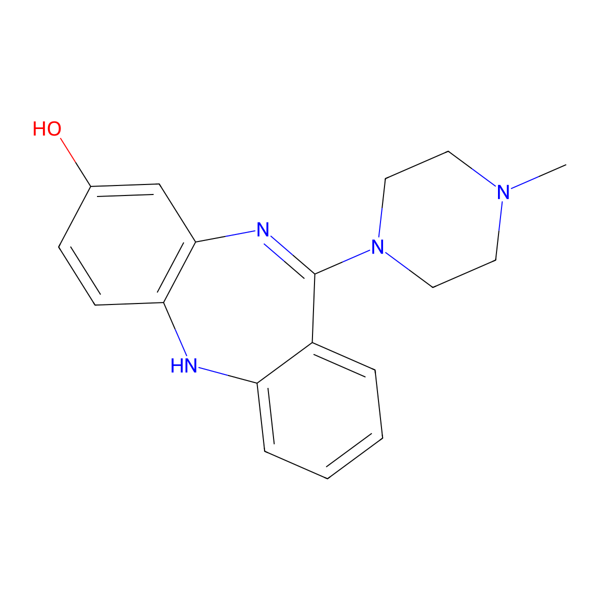 6-(4-methylpiperazin-1-yl)-11H-benzo[b][1,4]benzodiazepin-3-ol molecular structure, CAS 63687-94-5