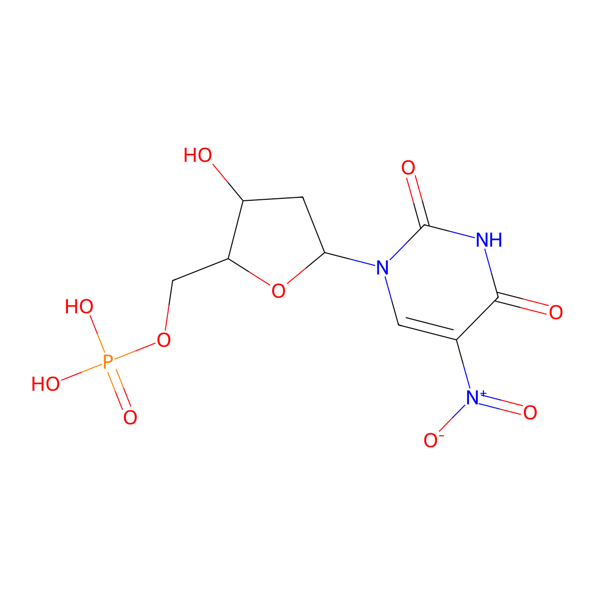 5-Nitro-2'-deoxyuridine 5'-monophosphate molecular structure, CAS 63689-79-2