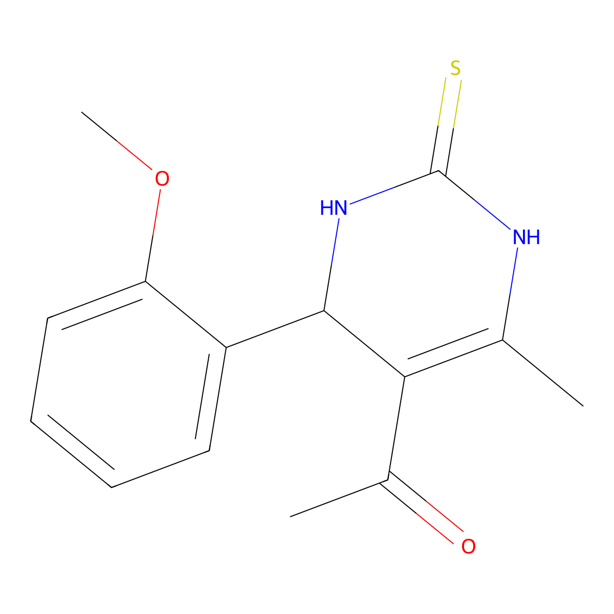 1-[4-(2-methoxyphenyl)-6-methyl-2-sulfanylidene-3,4-dihydro-1H-pyrimidin-5-yl]ethanone molecular structure, CAS 6369-25-1