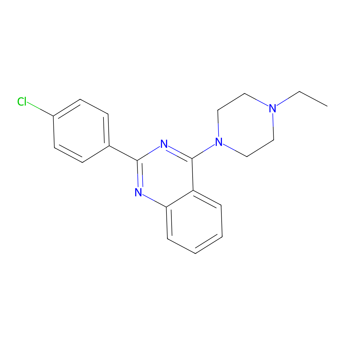 2-(4-Chlorophenyl)-4-(4-ethylpiperazin-1-yl)quinazoline molecular structure, CAS 6369-26-2