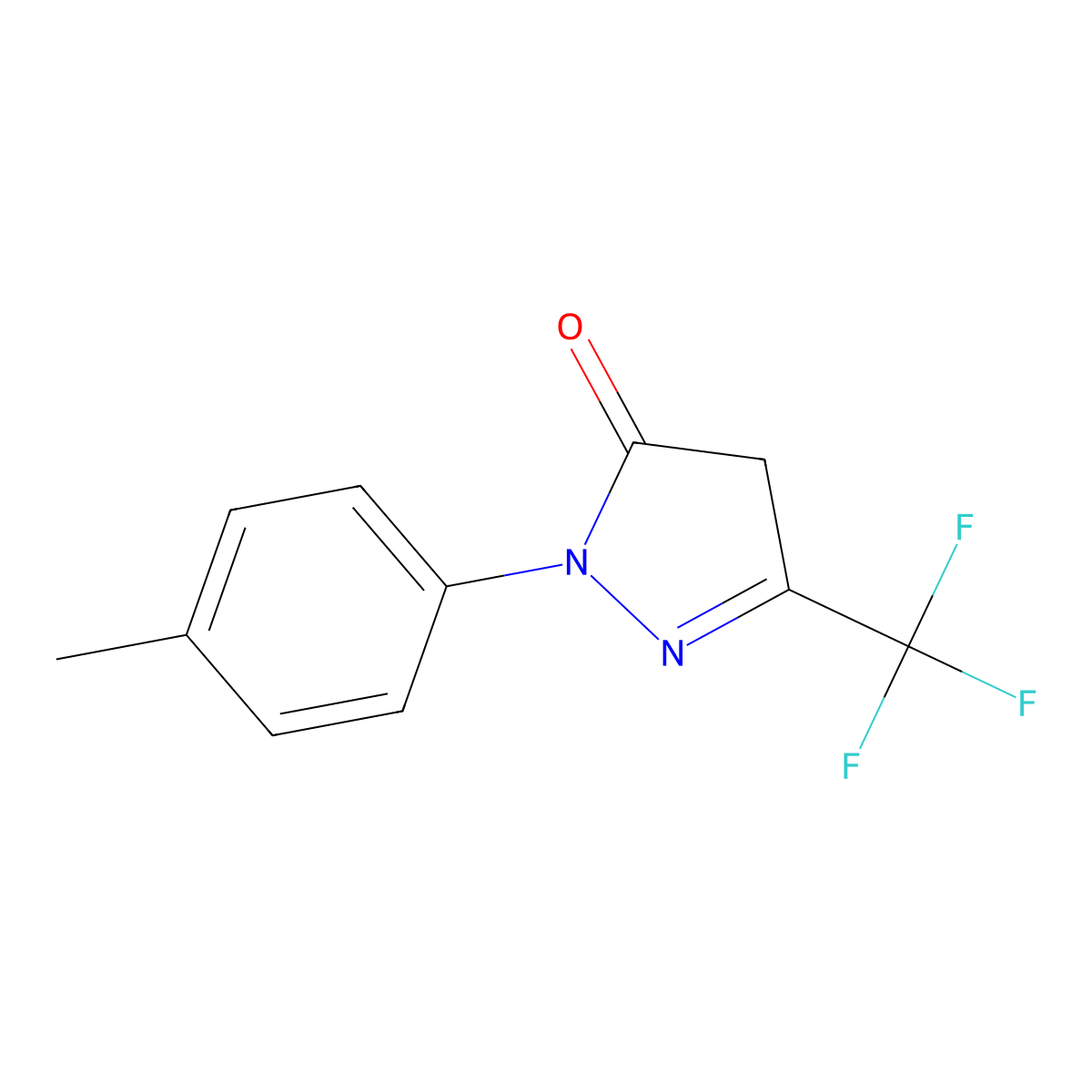 1-(4-methylphenyl)-3-(trifluoromethyl)-4,5-dihydro-1H-pyrazol-5-one molecular structure, CAS 63695-47-6