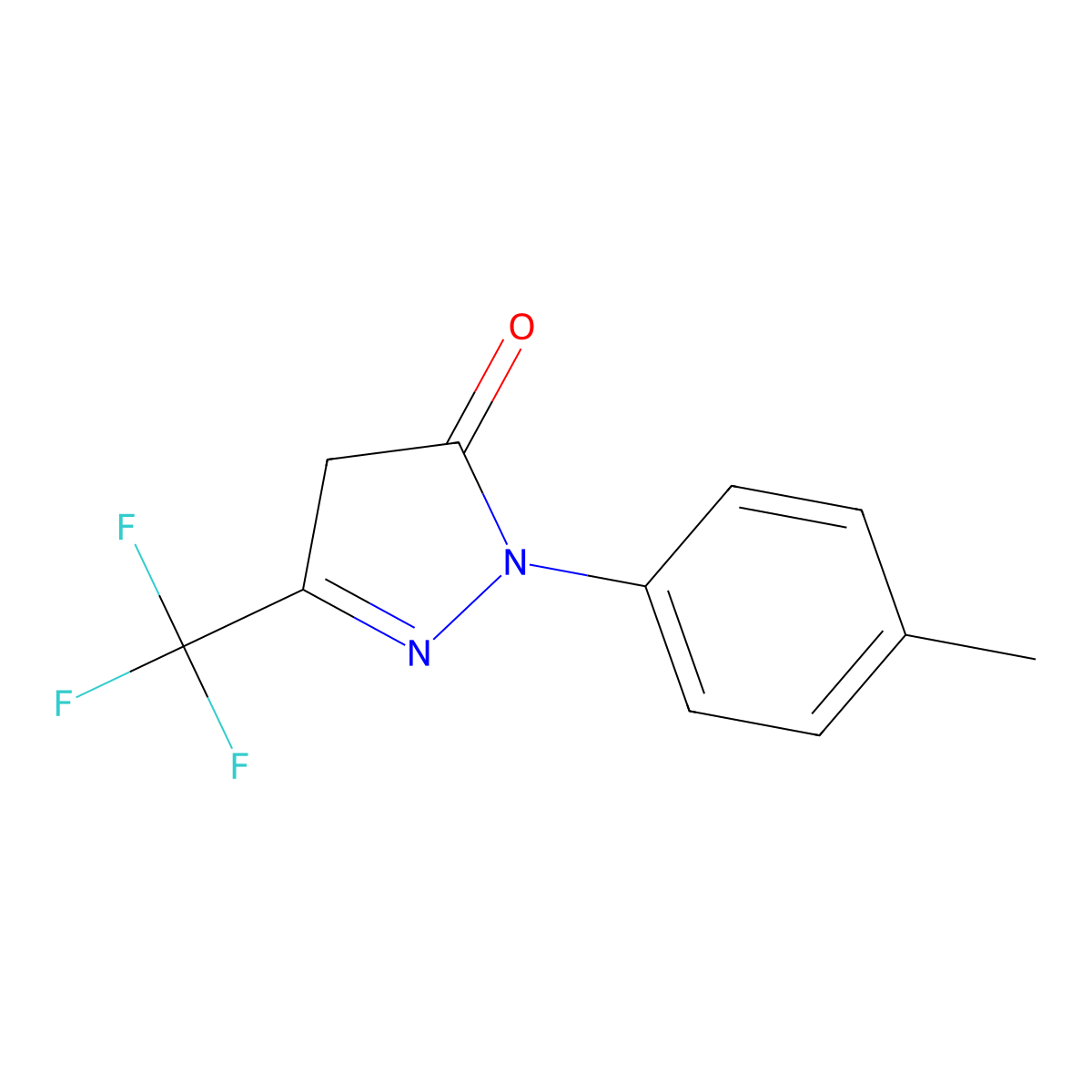 1-(4-methylphenyl)-3-(trifluoromethyl)-4,5-dihydro-1H-pyrazol-5-one molecular structure, CAS 63695-47-6