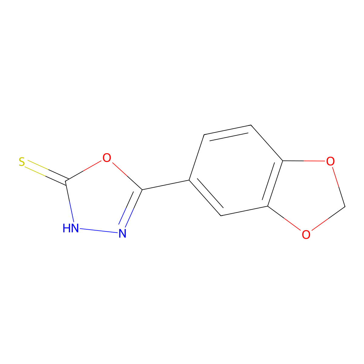 5-Benzo[1,3]dioxol-5-yl-[1,3,4]oxadiazole-2-thiol molecular structure, CAS 63698-52-2