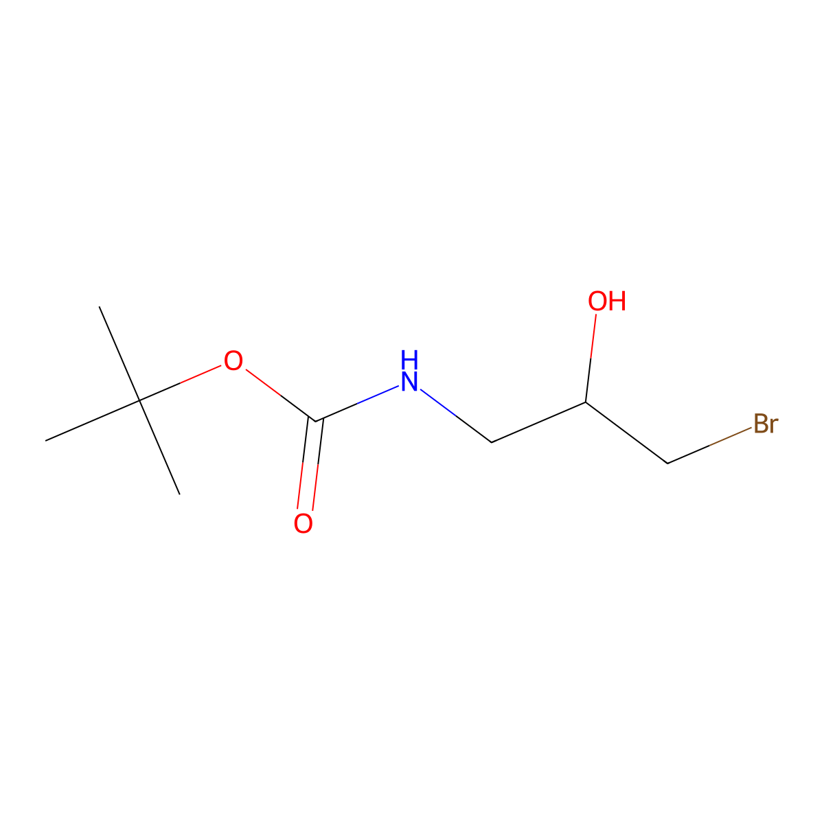 tert-Butyl (3-bromo-2-hydroxypropyl)carbamate molecular structure, CAS 636986-05-5