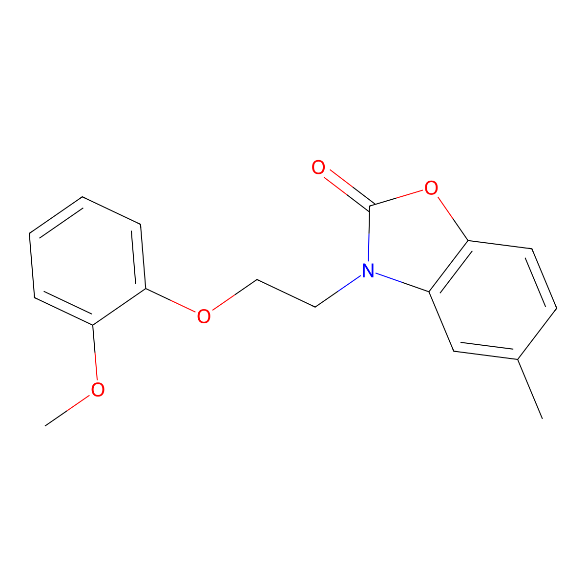 3-(2-(2-methoxyphenoxy)ethyl)-5-methylbenzo[d]oxazol-2(3H)-one molecular structure, CAS 636987-29-6