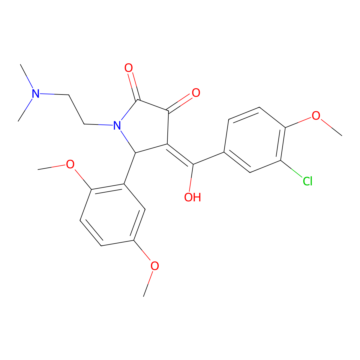 4-[(3-Chloro-4-methoxyphenyl)-hydroxymethylidene]-5-(2,5-dimethoxyphenyl)-1-[2-(dimethylamino)ethyl]pyrrolidine-2,3-dione molecular structure, CAS 636988-21-1