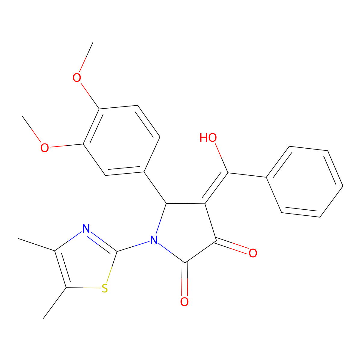 4-benzoyl-5-(3,4-dimethoxyphenyl)-1-(4,5-dimethyl-1,3-thiazol-2-yl)-3-hydroxy-2,5-dihydro-1H-pyrrol-2-one molecular structure, CAS 636988-39-1