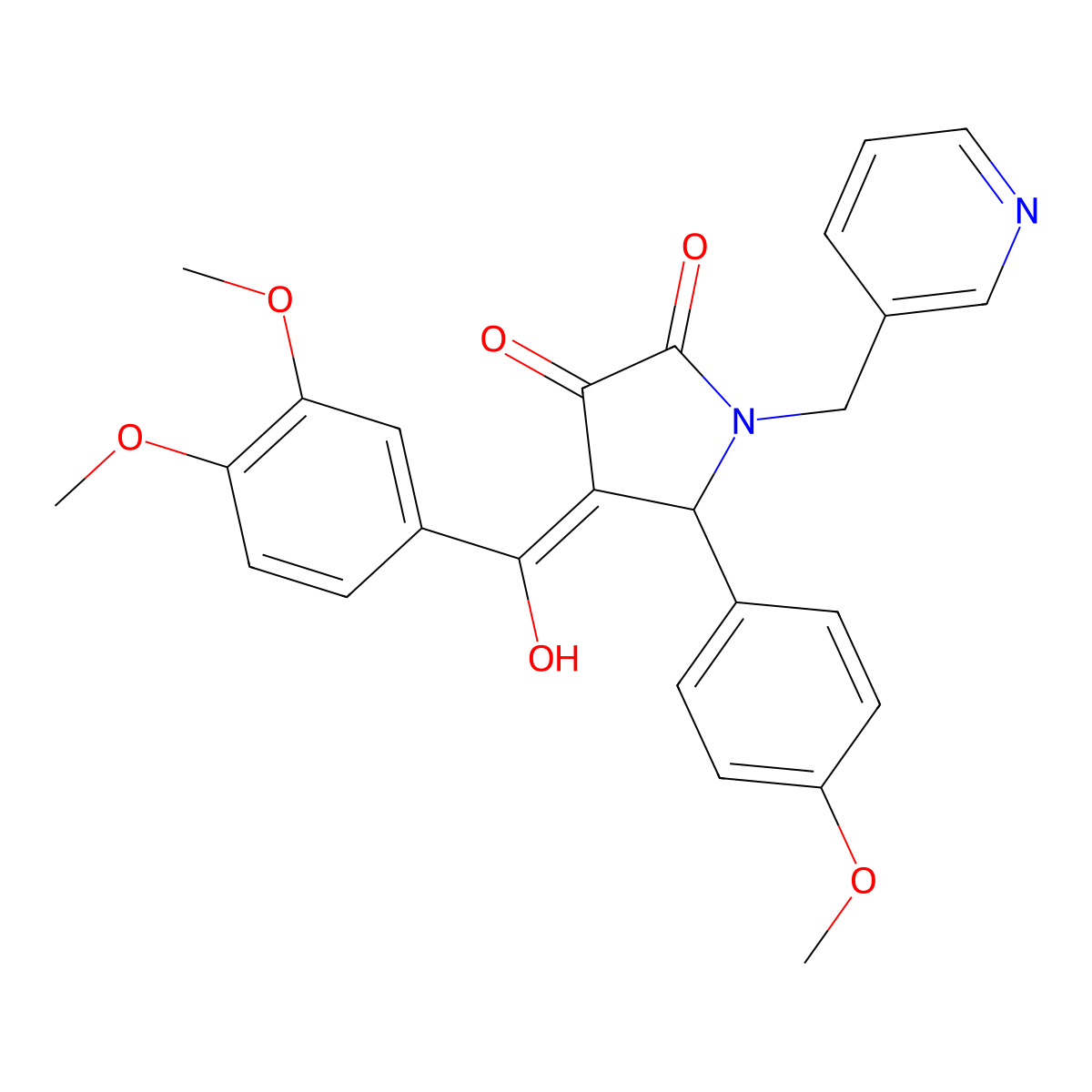 4-(3,4-dimethoxybenzoyl)-3-hydroxy-5-(4-methoxyphenyl)-1-[(pyridin-3-yl)methyl]-2,5-dihydro-1H-pyrrol-2-one molecular structure, CAS 636989-52-1