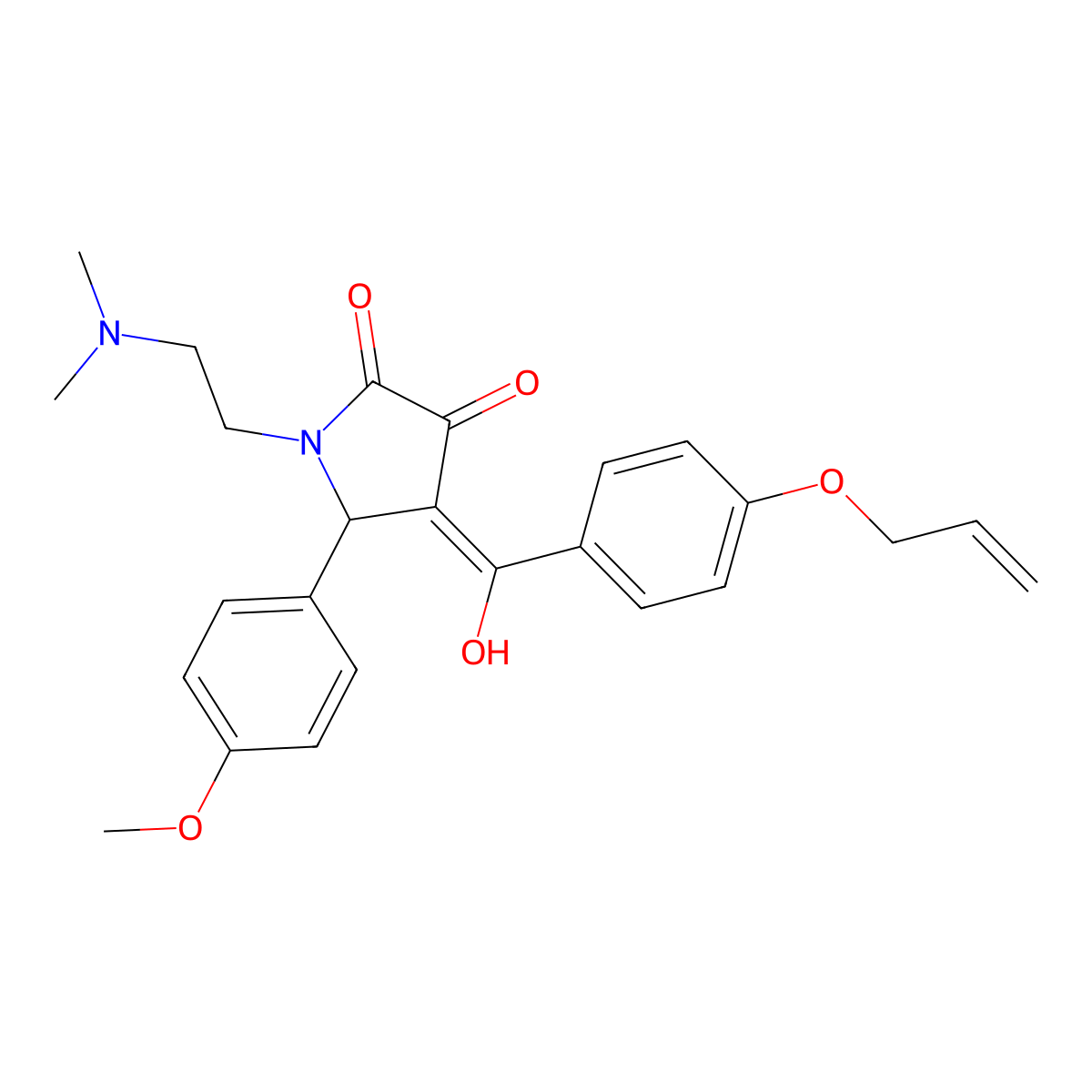 1-[2-(dimethylamino)ethyl]-3-hydroxy-5-(4-methoxyphenyl)-4-[4-(prop-2-en-1-yloxy)benzoyl]-2,5-dihydro-1H-pyrrol-2-one molecular structure, CAS 636989-61-2