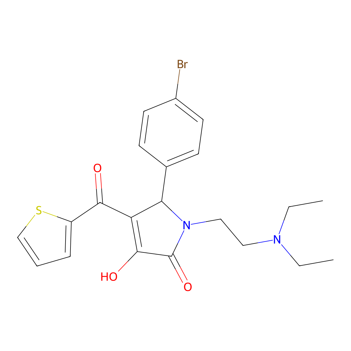 1-[2-(Diethylamino)ethyl]-5-(4-bromophenyl)-3-hydroxy-4-(2-thienylcarbonyl)-3-pyrrolin-2-one molecular structure, CAS 636989-66-7