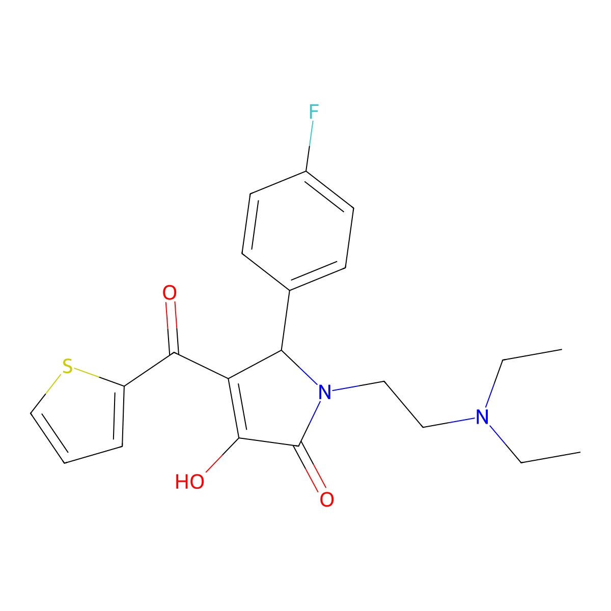 1-(2-(diethylamino)ethyl)-5-(4-fluorophenyl)-3-hydroxy-4-(thiophene-2-carbonyl)-1H-pyrrol-2(5H)-one molecular structure, CAS 636989-67-8