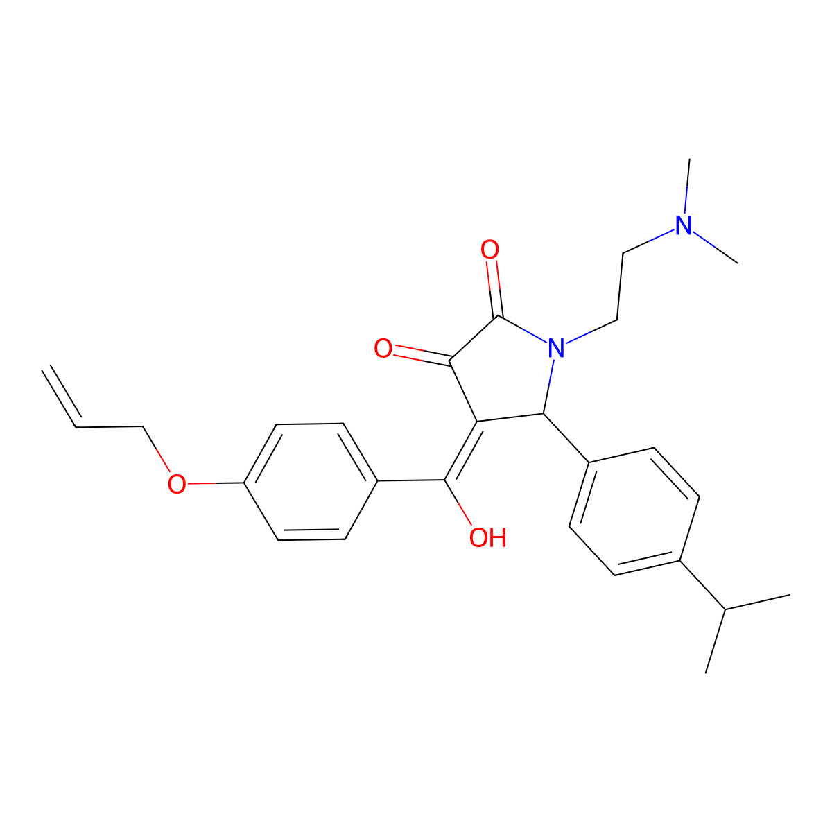 1-[2-(dimethylamino)ethyl]-3-hydroxy-4-[4-(prop-2-en-1-yloxy)benzoyl]-5-[4-(propan-2-yl)phenyl]-2,5-dihydro-1H-pyrrol-2-one molecular structure, CAS 636989-68-9