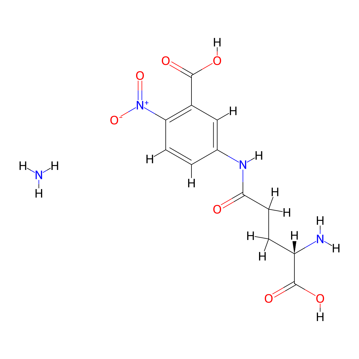 Benzoic acid, 5-((4-amino-4-carboxy-1-oxobutyl)amino)-2-nitro-, monoammonium salt, (S)- molecular structure, CAS 63699-78-5