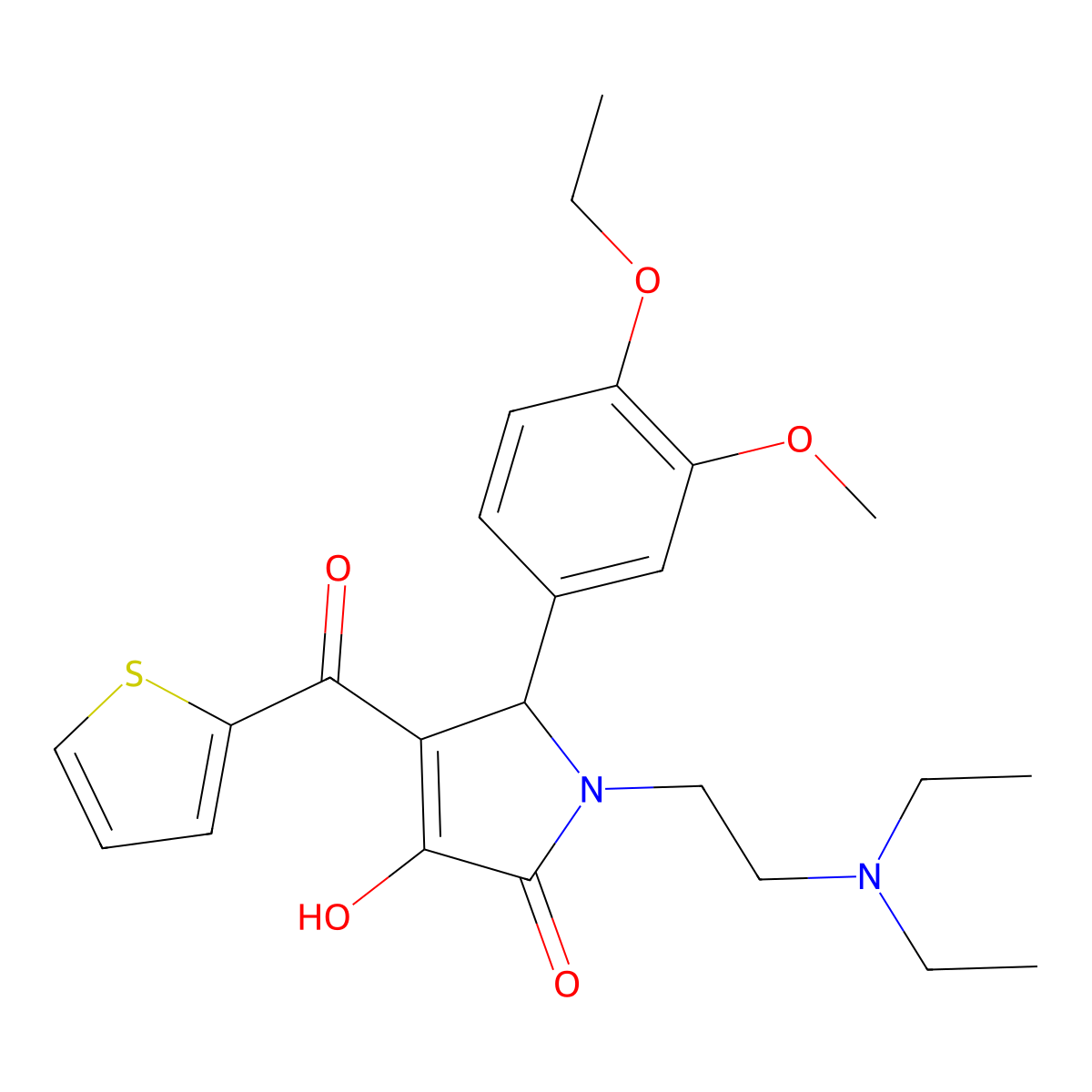 1-[2-(Diethylamino)ethyl]-5-(4-ethoxy-3-methoxyphenyl)-3-hydroxy-4-(2-thienylc arbonyl)-3-pyrrolin-2-one molecular structure, CAS 636990-40-4