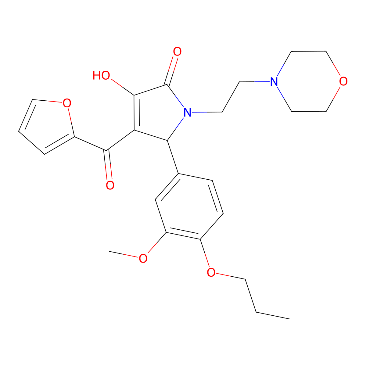 4-(2-Furylcarbonyl)-3-hydroxy-5-(3-methoxy-4-propoxyphenyl)-1-(2-morpholin-4-y lethyl)-3-pyrrolin-2-one molecular structure, CAS 636990-50-6