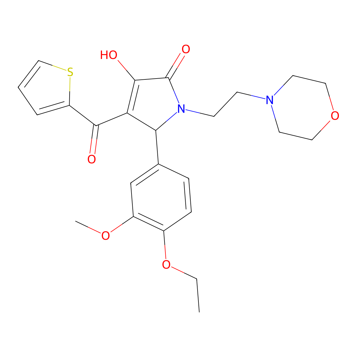 5-(4-Ethoxy-3-methoxyphenyl)-3-hydroxy-1-(2-morpholin-4-ylethyl)-4-(2-thienylc arbonyl)-3-pyrrolin-2-one molecular structure, CAS 636990-59-5