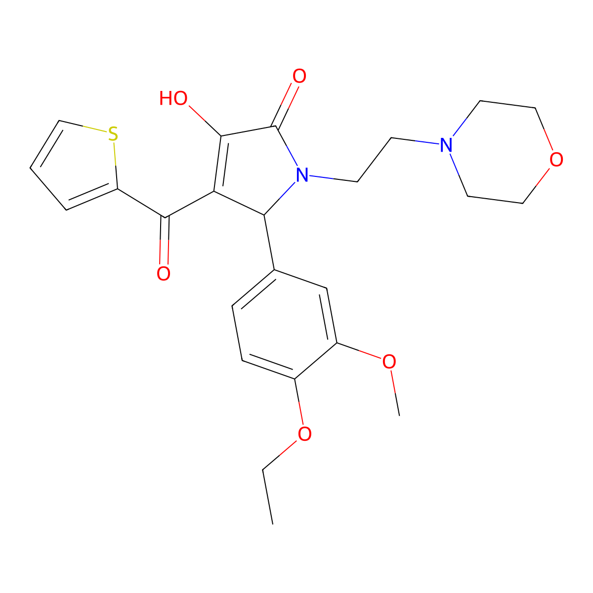 5-(4-Ethoxy-3-methoxyphenyl)-3-hydroxy-1-(2-morpholin-4-ylethyl)-4-(2-thienylc arbonyl)-3-pyrrolin-2-one molecular structure, CAS 636990-59-5