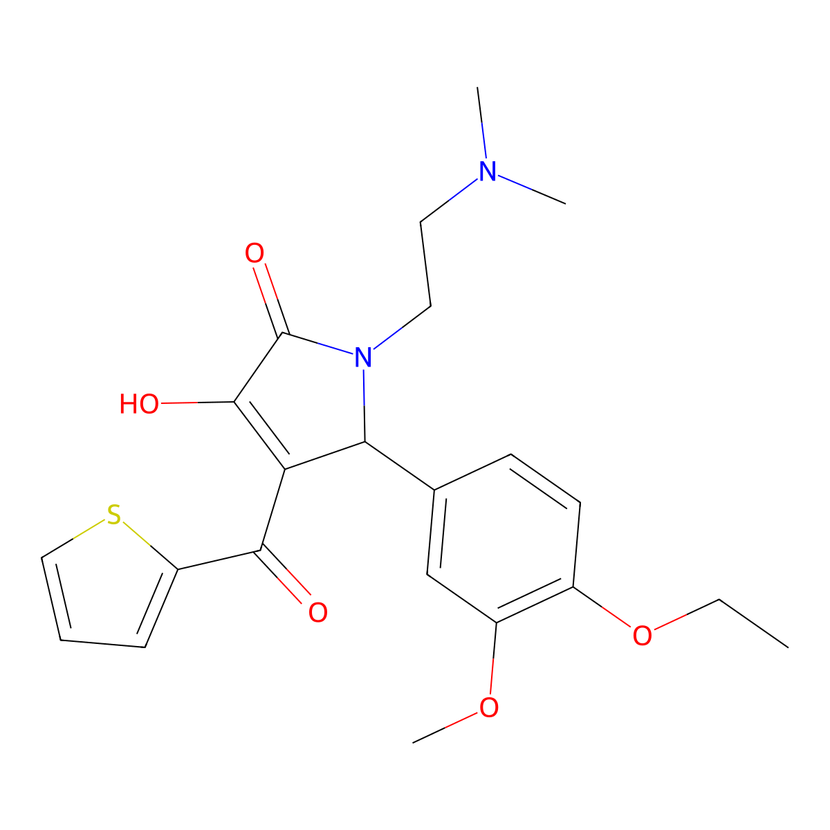 1-(2-(dimethylamino)ethyl)-5-(4-ethoxy-3-methoxyphenyl)-3-hydroxy-4-(thiophene-2-carbonyl)-1H-pyrrol-2(5H)-one molecular structure, CAS 636991-50-9