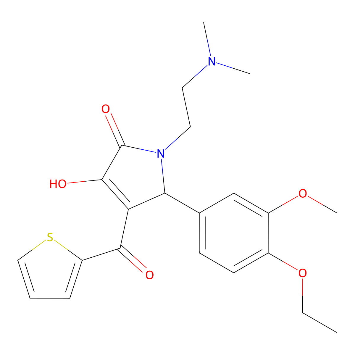 1-(2-(dimethylamino)ethyl)-5-(4-ethoxy-3-methoxyphenyl)-3-hydroxy-4-(thiophene-2-carbonyl)-1H-pyrrol-2(5H)-one molecular structure, CAS 636991-50-9