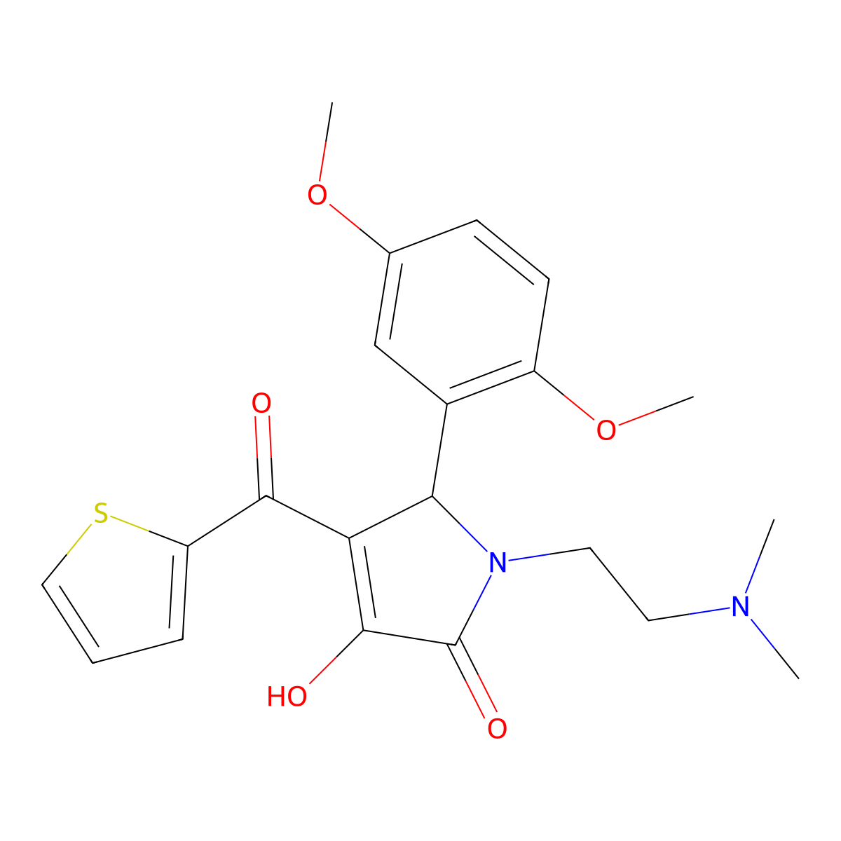 5-(2,5-dimethoxyphenyl)-1-(2-(dimethylamino)ethyl)-3-hydroxy-4-(thiophene-2-carbonyl)-1H-pyrrol-2(5H)-one molecular structure, CAS 636991-52-1