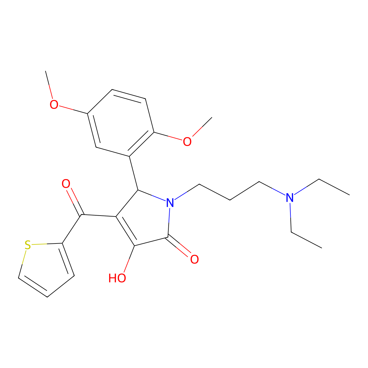 1-[3-(Diethylamino)propyl]-5-(2,5-dimethoxyphenyl)-3-hydroxy-4-(2-thienylcarbo nyl)-3-pyrrolin-2-one molecular structure, CAS 636991-53-2