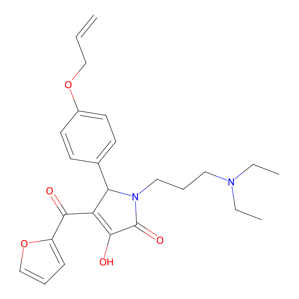 1-[3-(Diethylamino)propyl]-4-(2-furylcarbonyl)-3-hydroxy-5-(4-prop-2-enyloxyph enyl)-3-pyrrolin-2-one molecular structure, CAS 636991-70-3