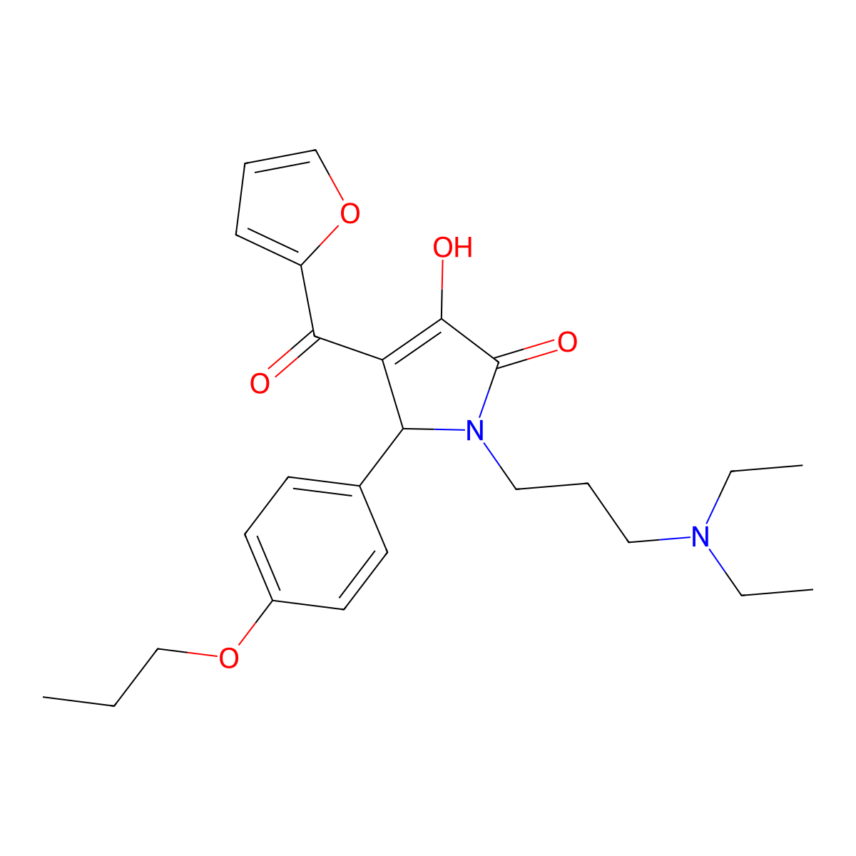 1-(3-(diethylamino)propyl)-4-(furan-2-carbonyl)-3-hydroxy-5-(4-propoxyphenyl)-1H-pyrrol-2(5H)-one molecular structure, CAS 636991-71-4