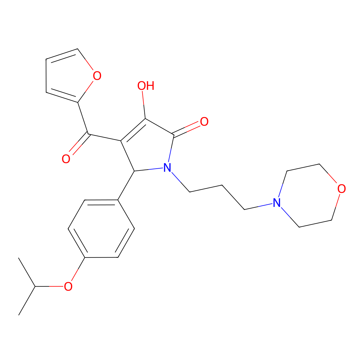 4-(furan-2-carbonyl)-3-hydroxy-1-[3-(morpholin-4-yl)propyl]-5-[4-(propan-2-yloxy)phenyl]-2,5-dihydro-1H-pyrrol-2-one molecular structure, CAS 636991-72-5
