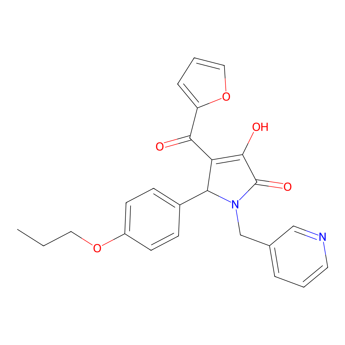 4-(furan-2-carbonyl)-3-hydroxy-5-(4-propoxyphenyl)-1-(pyridin-3-ylmethyl)-1H-pyrrol-2(5H)-one molecular structure, CAS 636991-73-6