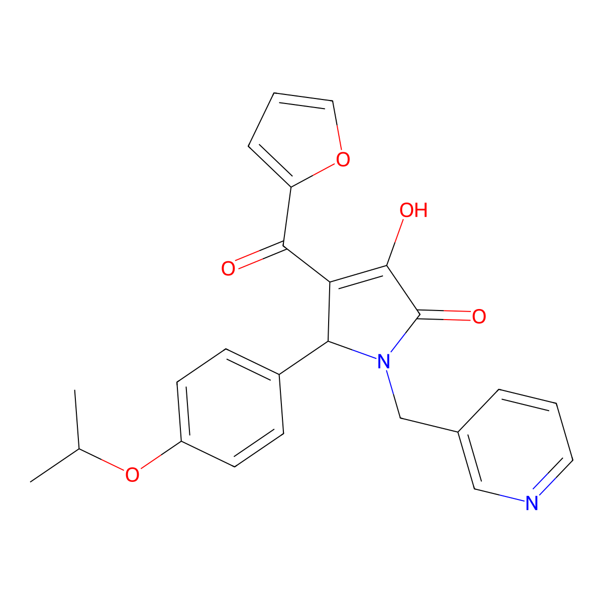 4-(furan-2-carbonyl)-3-hydroxy-5-(4-isopropoxyphenyl)-1-(pyridin-3-ylmethyl)-1H-pyrrol-2(5H)-one molecular structure, CAS 636991-74-7
