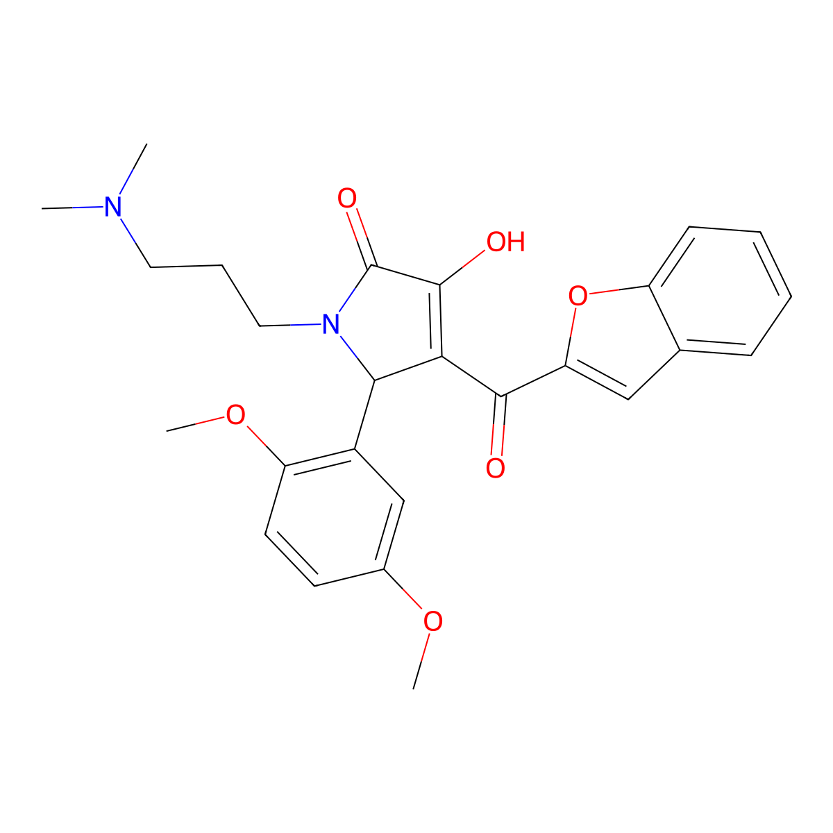 4-(Benzo[d]furan-2-ylcarbonyl)-5-(2,5-dimethoxyphenyl)-1-[3-(dimethylamino)pro pyl]-3-hydroxy-3-pyrrolin-2-one molecular structure, CAS 636991-86-1