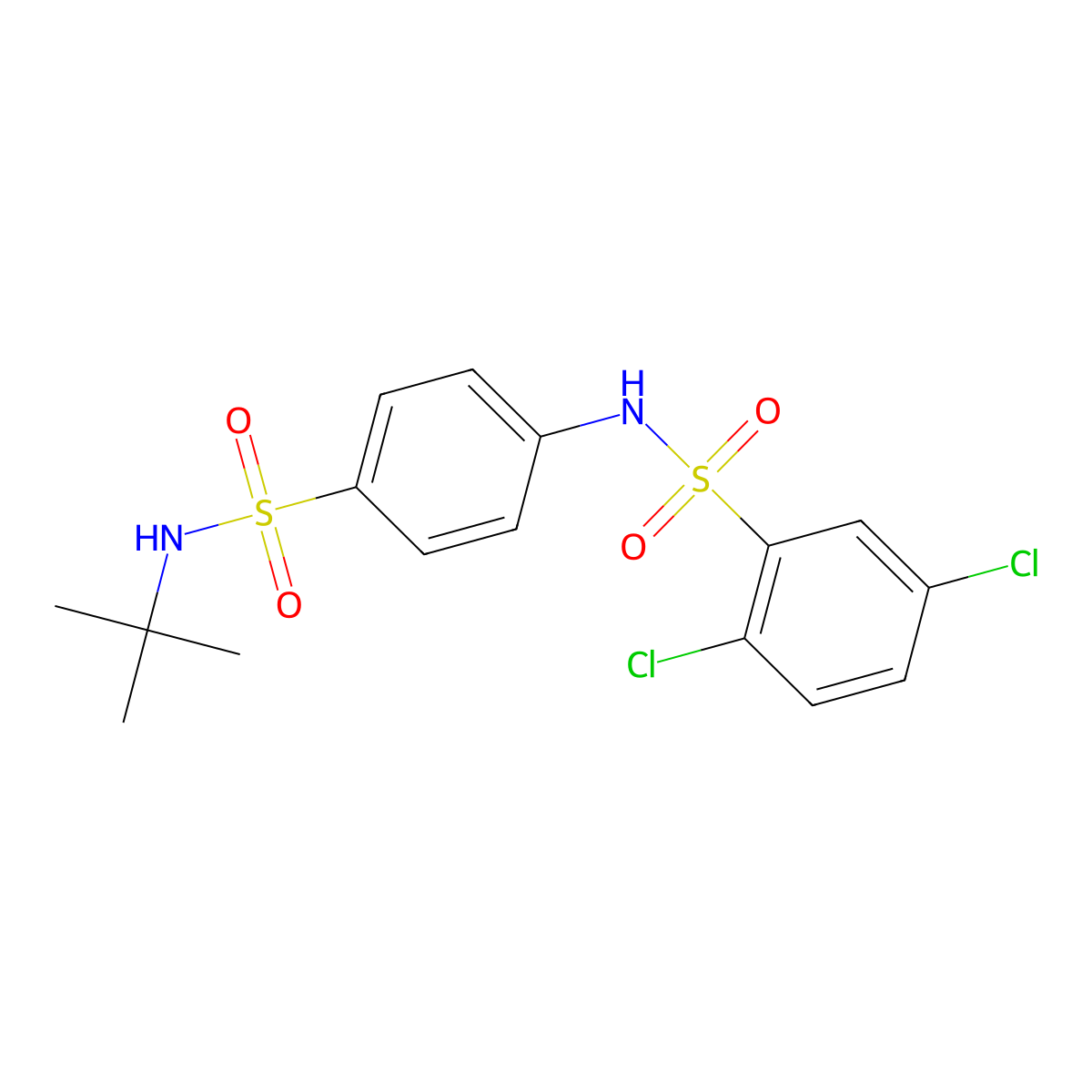 N-[4-(tert-butylsulfamoyl)phenyl]-2,5-dichlorobenzenesulfonamide molecular structure, CAS 636993-22-1