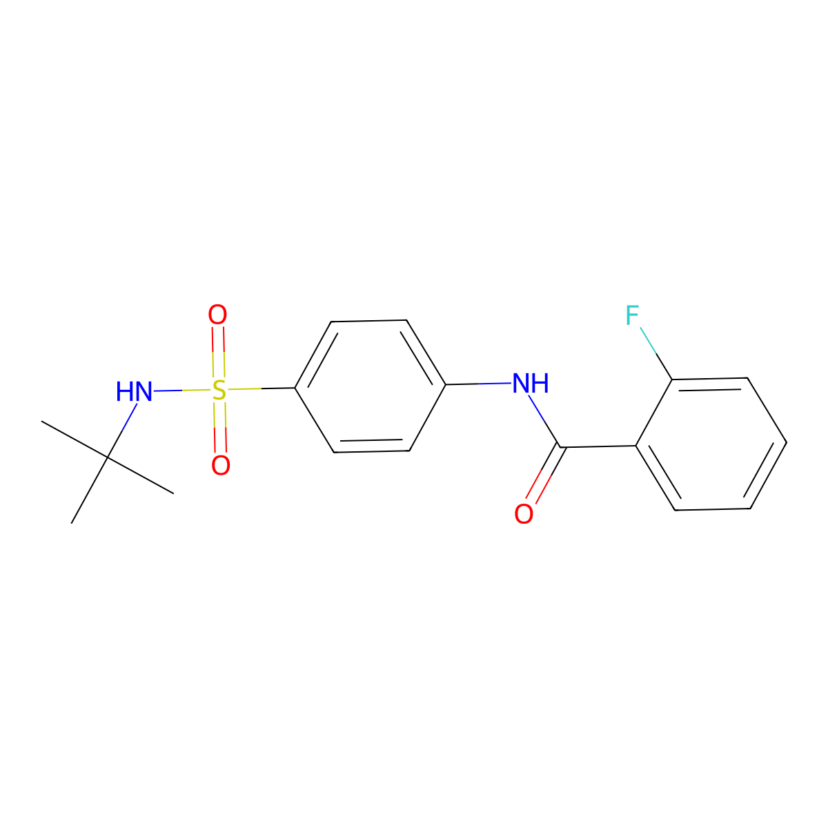 N-[4-(tert-butylsulfamoyl)phenyl]-2-fluorobenzamide molecular structure, CAS 636993-27-6