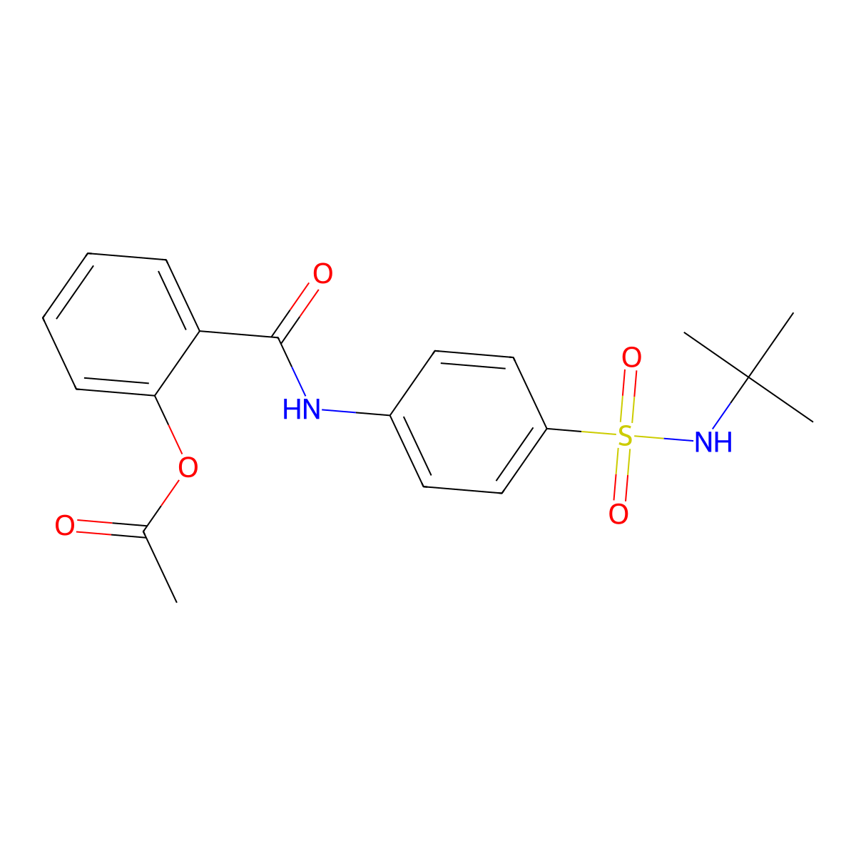 2-{[4-(Tert-butylsulfamoyl)phenyl]carbamoyl}phenyl acetate molecular structure, CAS 636993-69-6