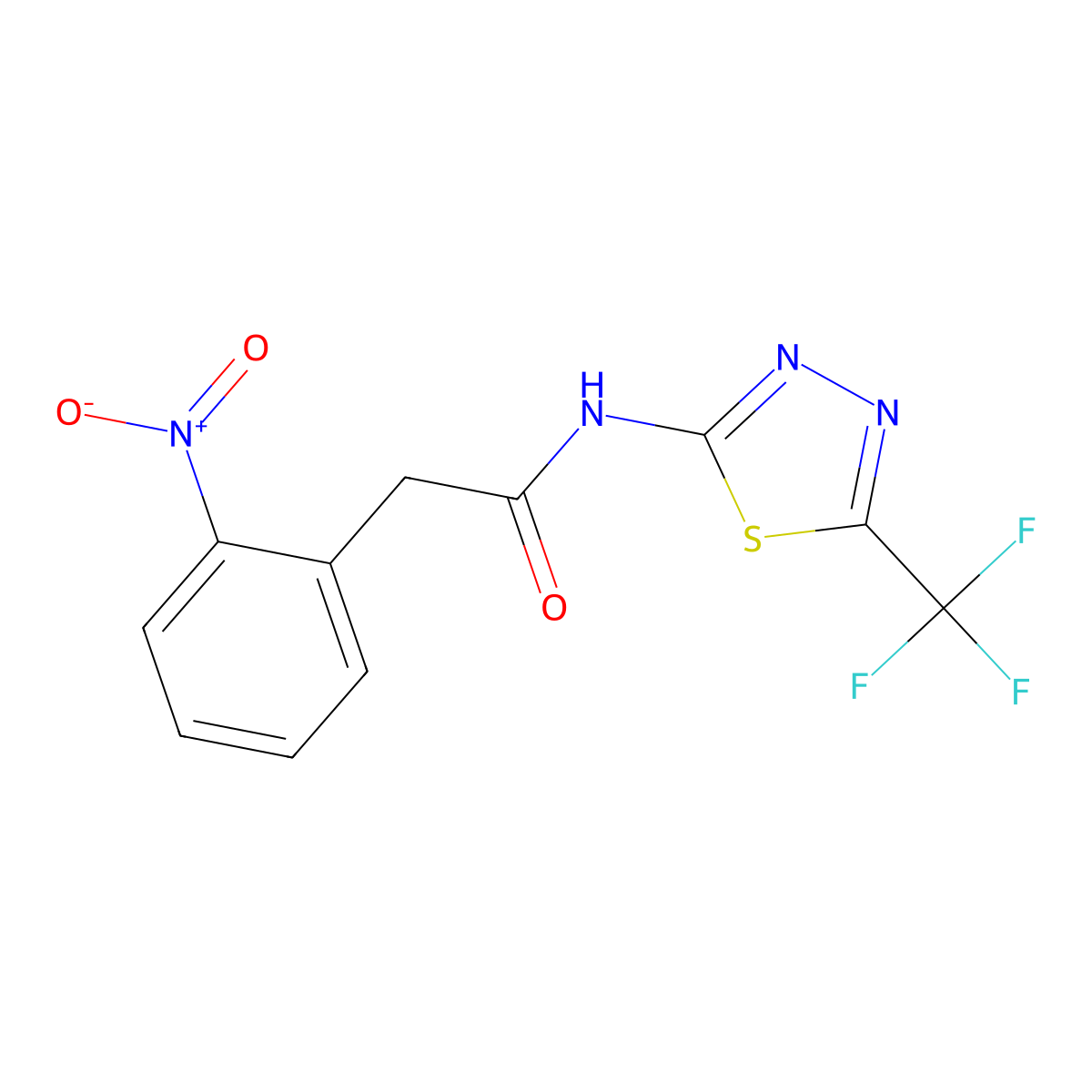 2-(2-nitrophenyl)-N-[5-(trifluoromethyl)-1,3,4-thiadiazol-2-yl]acetamide molecular structure, CAS 636993-89-0