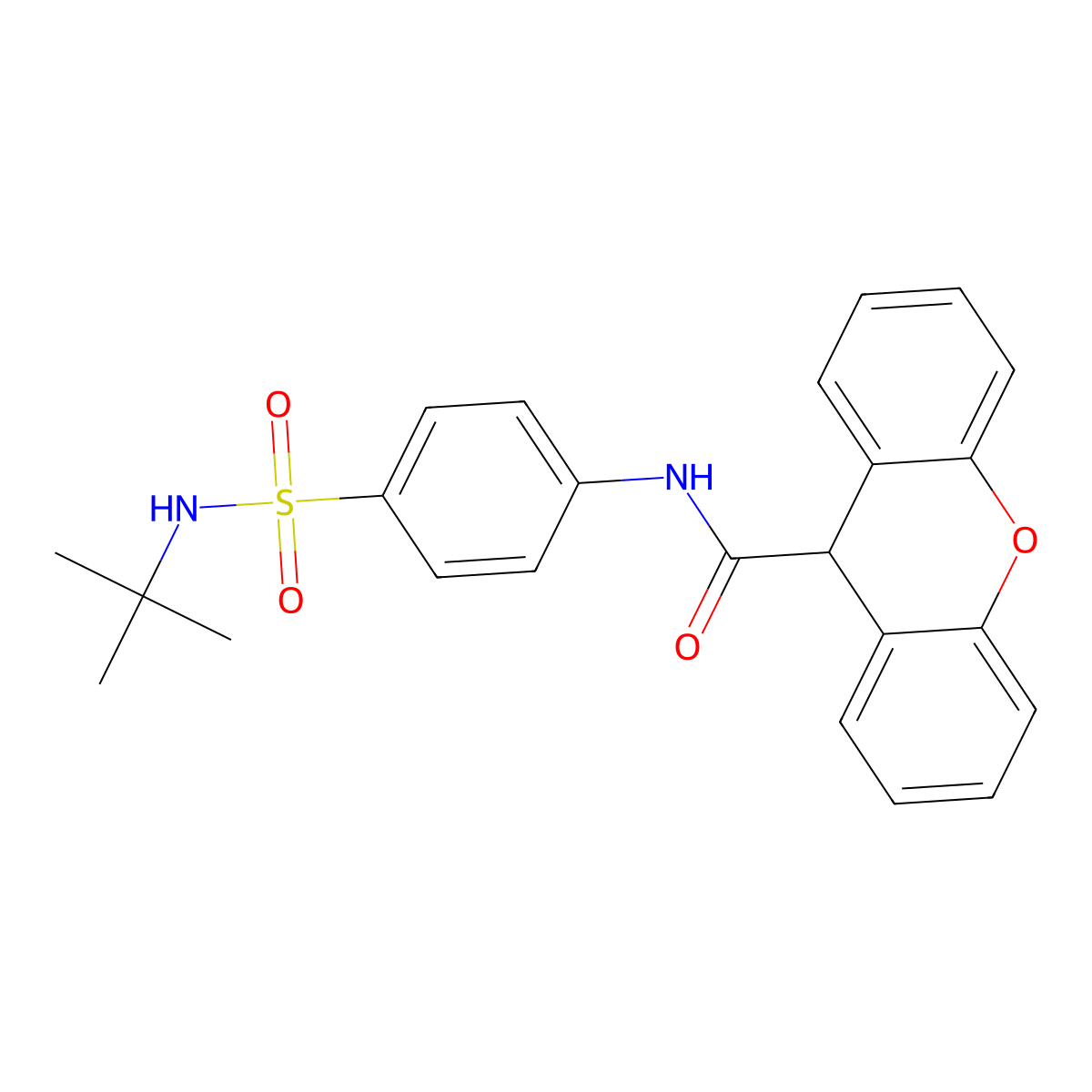 N-[4-(tert-butylsulfamoyl)phenyl]-9H-xanthene-9-carboxamide molecular structure, CAS 636994-04-2