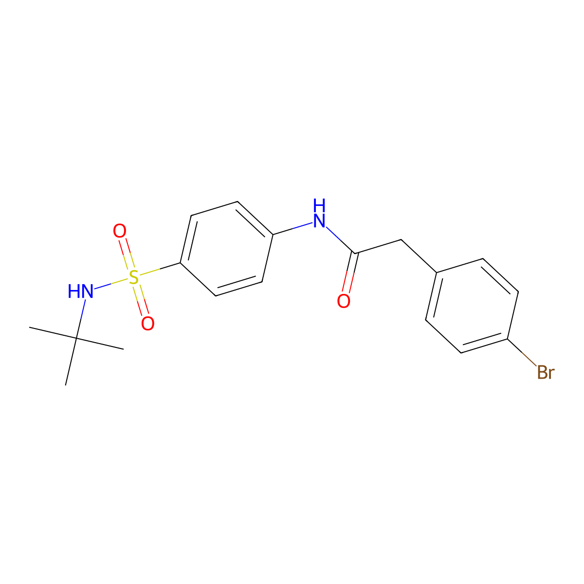 2-(4-bromophenyl)-N-[4-(tert-butylsulfamoyl)phenyl]acetamide molecular structure, CAS 636994-17-7