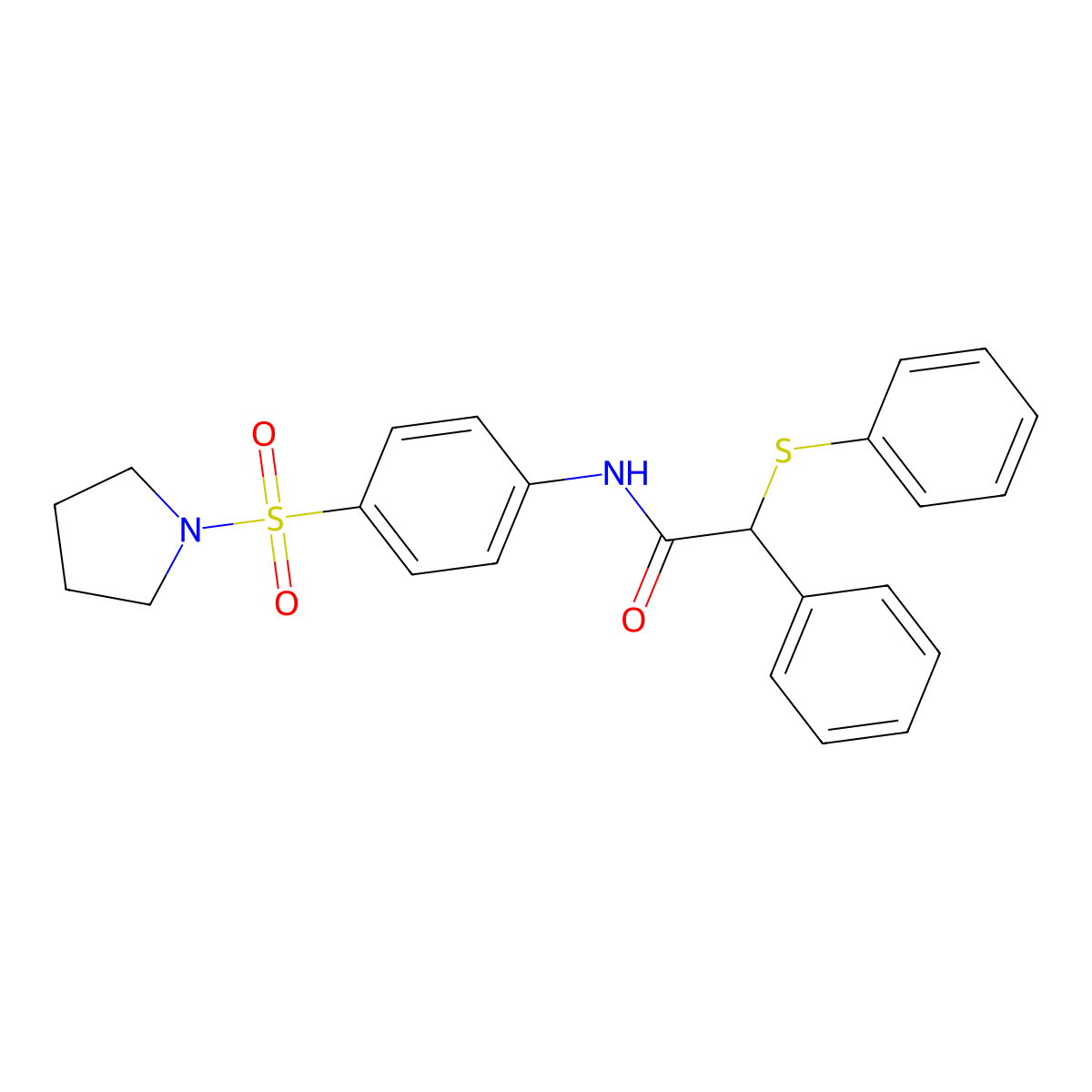 2-phenyl-2-phenylsulfanyl-N-(4-pyrrolidin-1-ylsulfonylphenyl)acetamide molecular structure, CAS 636994-25-7