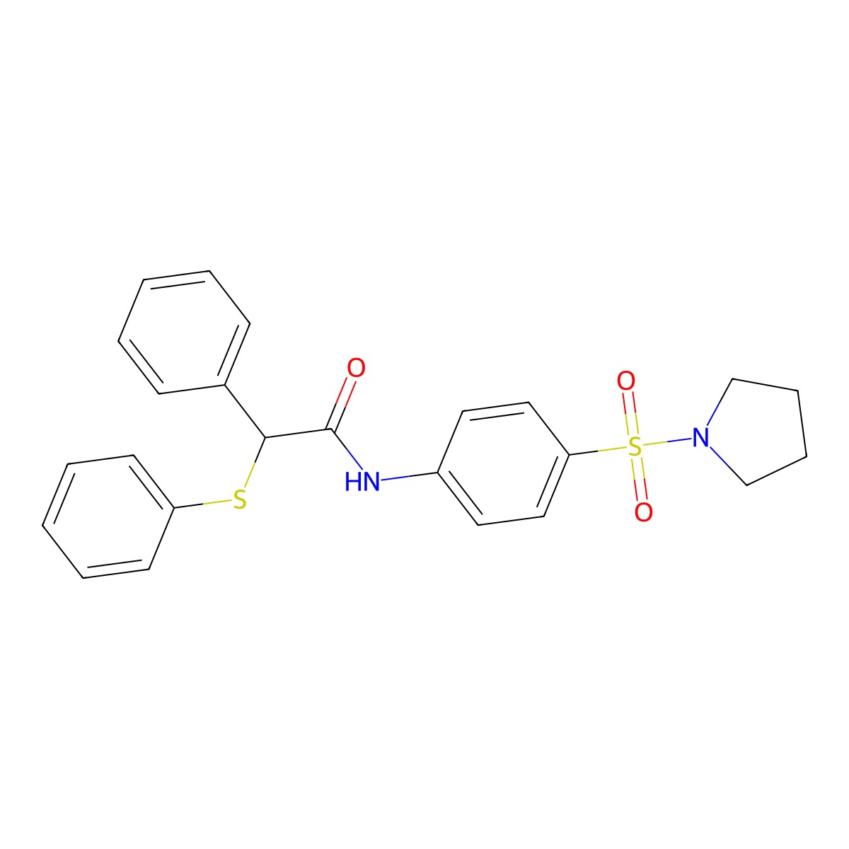 2-phenyl-2-phenylsulfanyl-N-(4-pyrrolidin-1-ylsulfonylphenyl)acetamide molecular structure, CAS 636994-25-7